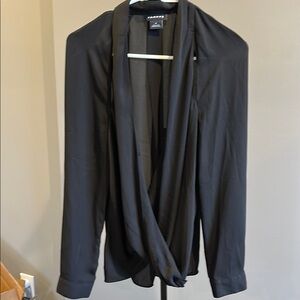 Black Draped Women's sheer blouse